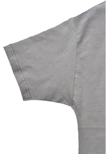 Gri Bisiklet Yaka Düz Basic Baskısız Oversize Erkek Tişört modelleri