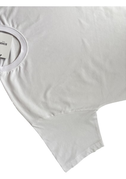 Beyaz Bisiklet Yaka Düz Basic Baskısız Oversize Erkek Tişört fiyatları