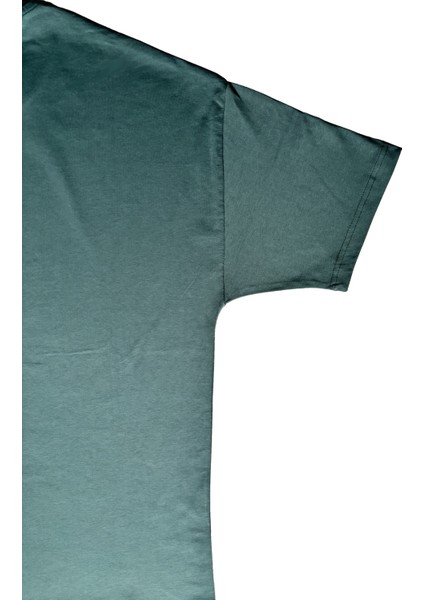 Mat Yeşil Bisiklet Yaka Düz Basic Baskısız Oversize Erkek Tişört modelleri