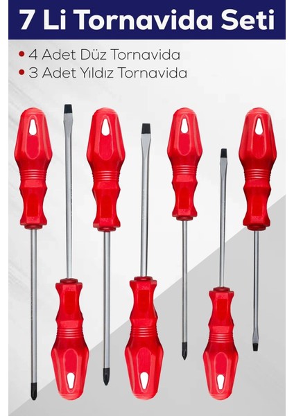 7'li Tornavida Seti (4 Adet Düz Tornavida 3 Adet Yıldız Tornavida)