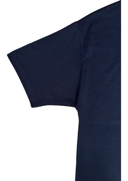 Lacivert Bisiklet Yaka Düz Basic Baskısız Oversize Erkek Tişört fırsatları