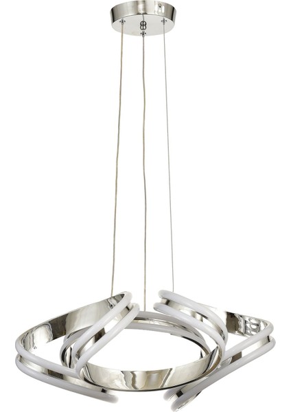 Salvo 50 cm Dimmer Kumandalı 3 Renk Ledli (Sarı-Beyaz-Gün Işığı) Modern Sarkıt Avize - Krom