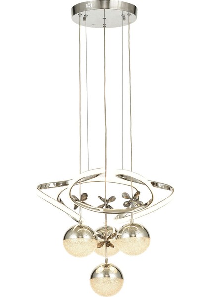 Felin 4'Lü Dimmer Kumandalı 3 Renk Ledli (Sarı-Beyaz-Gün Işığı) Modern Sarkıt Avize - Krom fırsatları