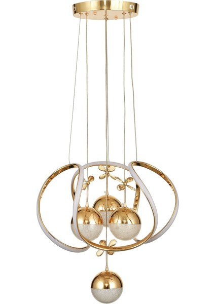 Vira 4'lü Dimmer Kumandalı 3 Renk Ledli (Sarı-Beyaz-Gün Işığı) Modern Sarkıt Avize - Gold fiyatları