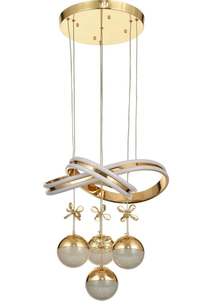 Atom 4'Lü Dimmer Kumandalı 3 Renk Ledli (Sarı-Beyaz-Gün Işığı) Modern Sarkıt Avize - Gold fiyatları