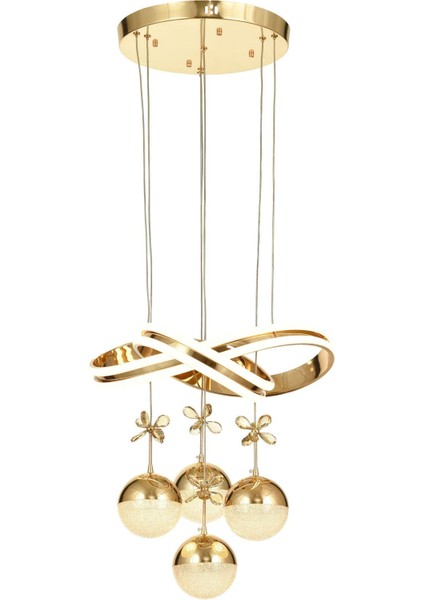 Atom 4'Lü Dimmer Kumandalı 3 Renk Ledli (Sarı-Beyaz-Gün Işığı) Modern Sarkıt Avize - Gold fırsatları
