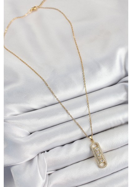 316L Çelik Zirkon Taşlı Messika Model Gold Renk Kadın Kolye fiyatları