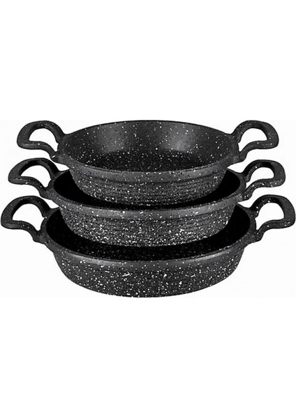 3pcs Döküm Sahan Tava Set 18-20-22CM (4887)