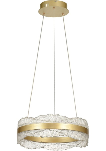 Toledo 40 cm Dim Kumandalı 3 Renk Ledli (Sarı-Beyaz-Gün Işığı) Modern Akrilik Avize -Sarı Yaldız