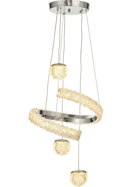 Milly 3'lü Dimmer Kumandalı 3 Renk Ledli (SARI-BEYAZ-GÜN IŞIĞI) Modern Akrilik Avize - Krom fiyatları