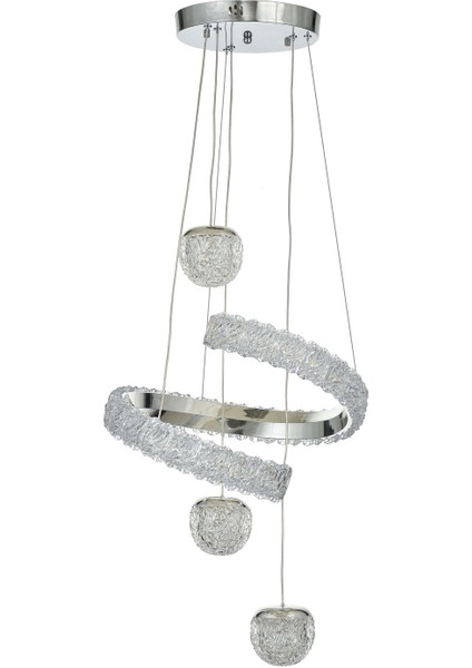 Milly 3'lü Dimmer Kumandalı 3 Renk Ledli (SARI-BEYAZ-GÜN IŞIĞI) Modern Akrilik Avize - Krom modelleri