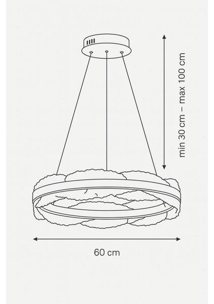 Toledo 60 cm Dim Kumandalı 3 Renk Ledli (Sarı-Beyaz-Gün Işığı) Modern Akrilik Avize - Silver indirimleri