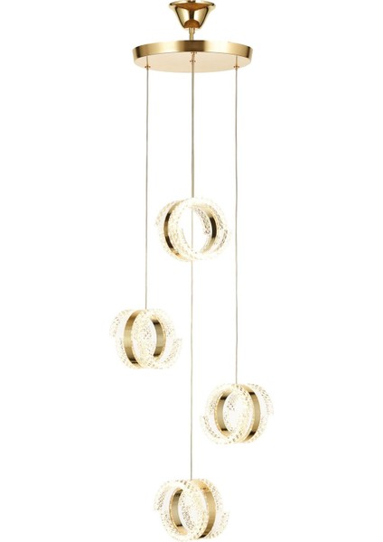 Savona 4 lü Sarkıt Dimmer Kumandalı 3 Renk Ledli (Sarı-Beyaz-Gün Işığı) Modern Akrilik Avize -Gold modelleri