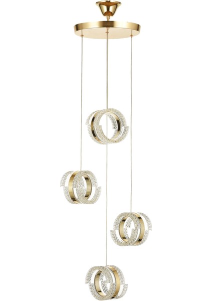 Savona 4 lü Sarkıt Dimmer Kumandalı 3 Renk Ledli (Sarı-Beyaz-Gün Işığı) Modern Akrilik Avize -Gold fırsatları