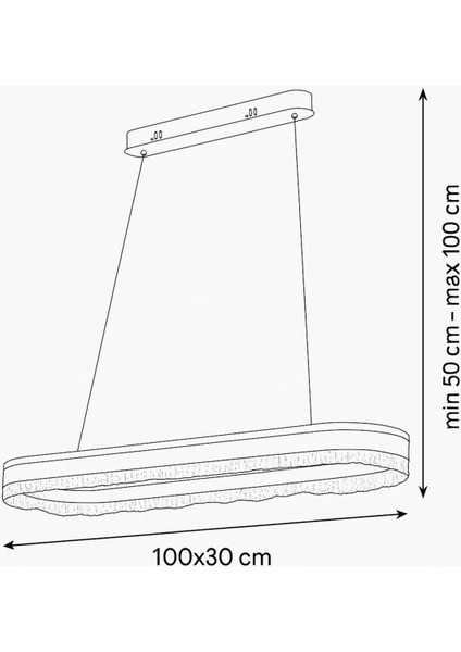 Estilo 100x30 cm Dim Kumandalı 3 Renk Ledli (Sarı-Beyaz-Gün Işığı) Modern Akrilik Avize -Sarı Yaldız indirimleri