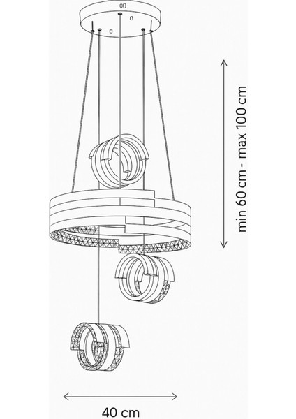 Savona 3 Lü Dimmer Kumandalı 3 Renk Ledli (SARI-BEYAZ-GÜN IŞIĞI) Modern Akrilik Avize -gold fırsatları