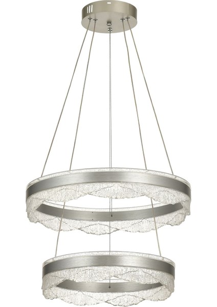 Estilo 2 Katlı Dimmer Kumandalı 3 Renk Ledli (Sarı-Beyaz-Gün Işığı) Modern Akrilik Avize -Gümüş modelleri