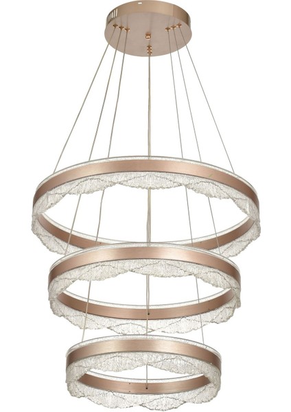 Estilo 3 Katlı Dimmer Kumandalı 3 Renk Ledli (Sarı-Beyaz-Gün Işığı) Modern Akrilik Avize - Brown fiyatları