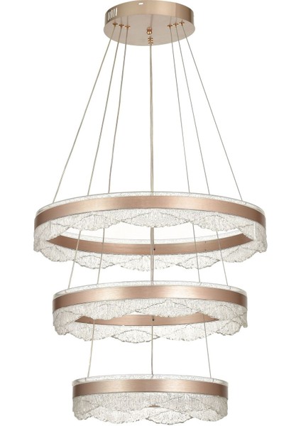 Estilo 3 Katlı Dimmer Kumandalı 3 Renk Ledli (Sarı-Beyaz-Gün Işığı) Modern Akrilik Avize - Brown modelleri