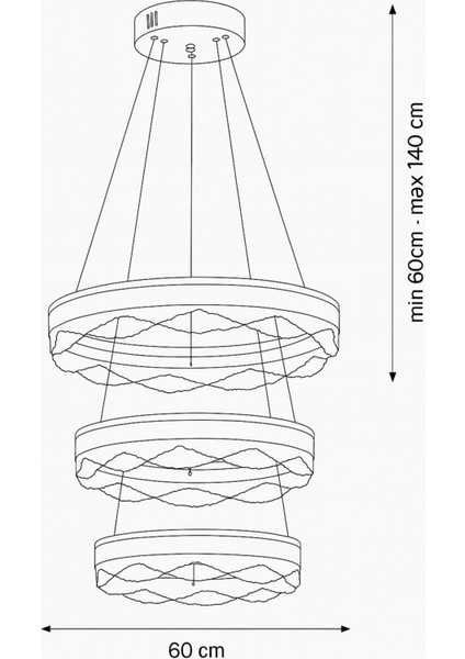 Estilo 3 Katlı Dimmer Kumandalı 3 Renk Ledli (Sarı-Beyaz-Gün Işığı) Modern Akrilik Avize - Brown indirimleri
