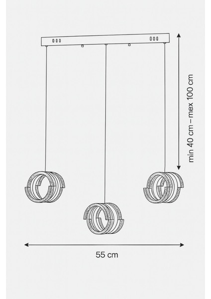 Savona 3 lü Yemek Masası Üstü Dim Kumandalı 3 Renk Ledli (Sarı-Beyaz-Gün Işığı) Akrilik Avize -Gold indirimleri