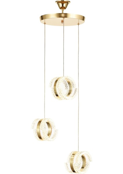 Savona 3 lü Sarkıt Dimmer Kumandalı 3 Renk Ledli (Sarı-Beyaz-Gün Işığı) Modern Akrilik Avize -Gold fiyatları