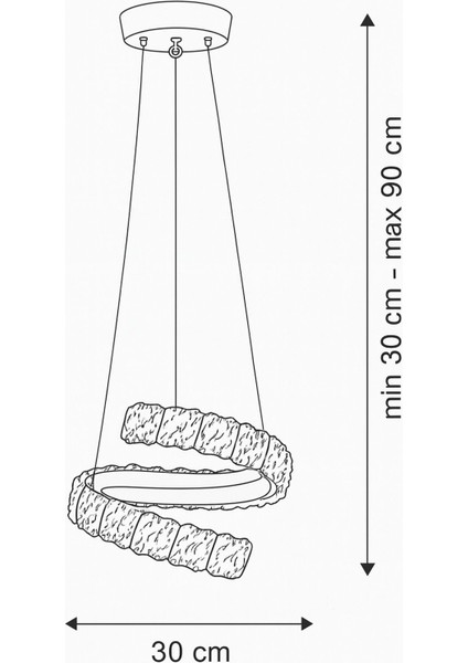 Milly 30 cm Dimmer Kumandalı 3 Renk Ledli (Sarı-Beyaz-Gün Işığı) Modern Akrilik Avize -Krom modelleri