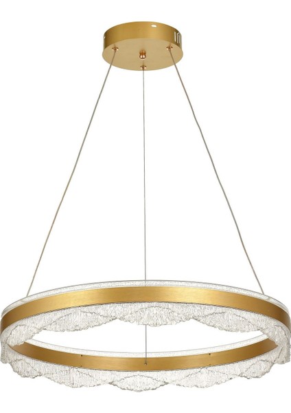 Estilo 60 cm Dimmer Kumandalı 3 Renk Ledli (Sarı-Beyaz-Gün Işığı) Modern Akrilik Avize - Sarı Yaldız modelleri