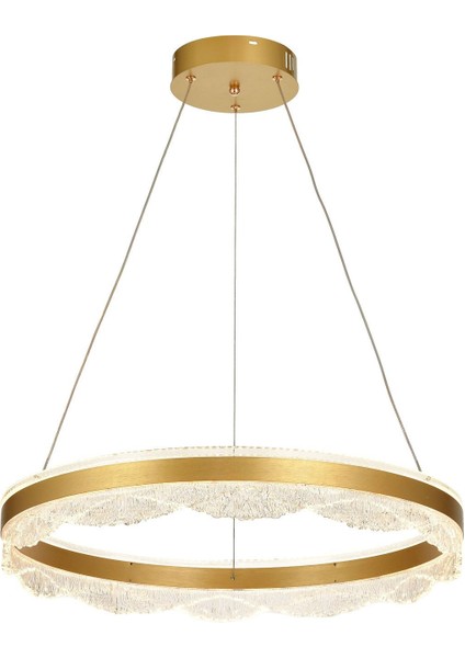 Estilo 60 cm Dimmer Kumandalı 3 Renk Ledli (Sarı-Beyaz-Gün Işığı) Modern Akrilik Avize - Sarı Yaldız fırsatları