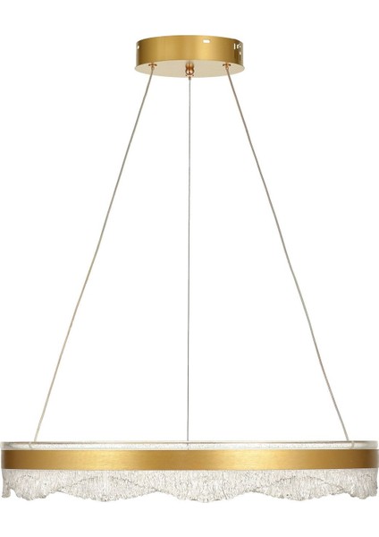Estilo 60 cm Dimmer Kumandalı 3 Renk Ledli (Sarı-Beyaz-Gün Işığı) Modern Akrilik Avize - Sarı Yaldız indirimleri