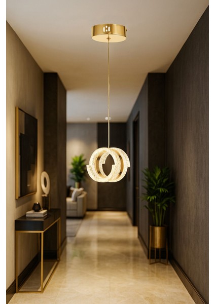 Savona Tekli 3 Renk Ledli (SARI-BEYAZ-GÜN IŞIĞI) Modern Akrilik Avize -gold