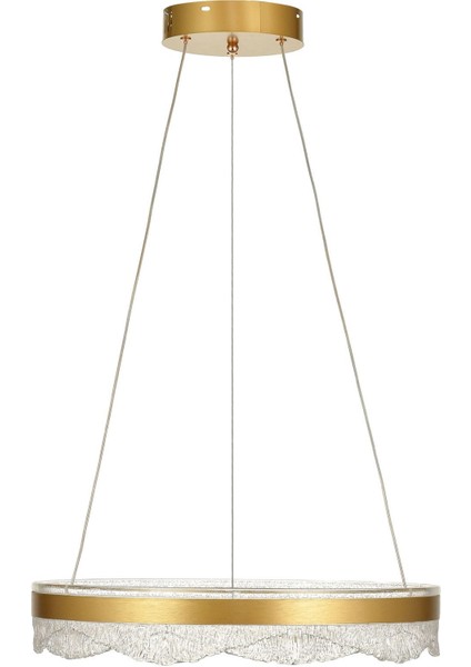 Estilo 50 cm Dimmer Kumandalı 3 Renk Ledli (Sarı-Beyaz-Gün Işığı) Modern Akrilik Avize - Sarı Yaldız fırsatları