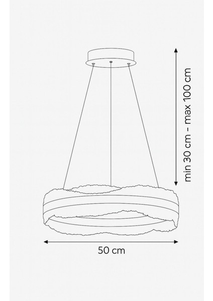 Toledo 50 cm Dim Kumandalı 3 Renk Ledli (Sarı-Beyaz-Gün Işığı) Modern Akrilik Avize -Sarı Yaldız fırsatları