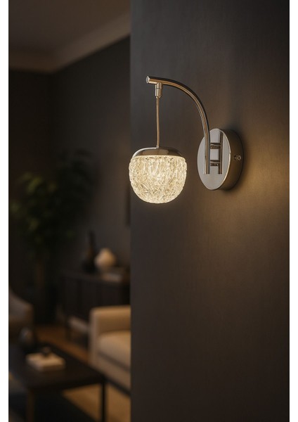 Milly Aplik 3 Renk Ledli (SARI-BEYAZ-GÜN IŞIĞI) Modern Akrilik Duvar Apliği -krom