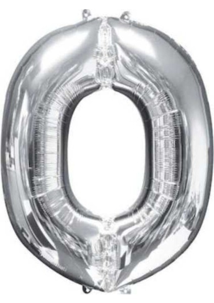 Gümüş Renkli Harf Folyo Balon, Beyaz Detaylı, Eğlence ve Kutlama Için Ideal
