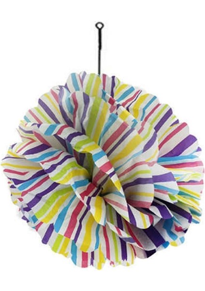 Rengarenk Süs Ponpon Pelur Kağıttan 35CM, Canlı ve Şık Dekorasyon Parçası