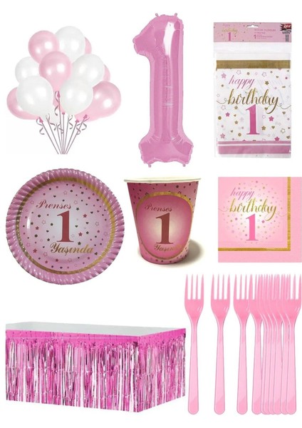 Renkli Çizgi Film Karakterli 8 Kişilik Parti Seti Tabak, Bardak, Çatal ve Balon fiyatları