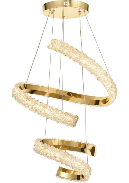 Milly 50+30 cm Dimmer Kumandalı 3 Renk Ledli (Sarı-Beyaz-Gün Işığı) Modern Akrilik Avize -Gold fiyatları