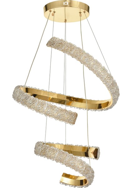Milly 50+30 cm Dimmer Kumandalı 3 Renk Ledli (Sarı-Beyaz-Gün Işığı) Modern Akrilik Avize -Gold fırsatları
