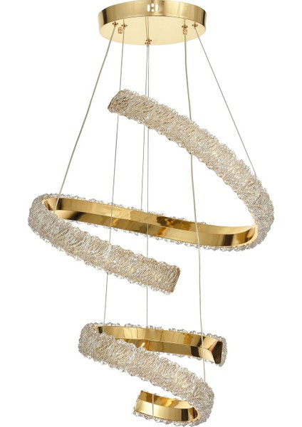 Milly 50+30 cm Dimmer Kumandalı 3 Renk Ledli (Sarı-Beyaz-Gün Işığı) Modern Akrilik Avize -Gold indirimleri