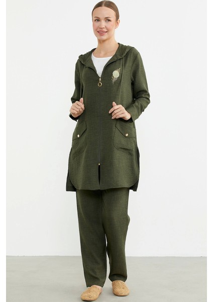 Sementa 76473 Büyük Beden Keten Görünümlü Üçlü Takım