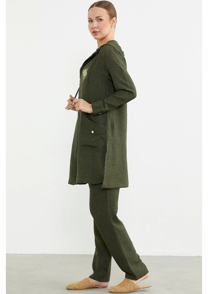 Sementa 76473 Büyük Beden Keten Görünümlü Üçlü Takım indirimleri