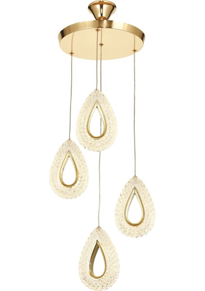 Dali 4'Lü Ledli Dim Kumandalı Modern Akrilik Sarkıt Avize (3 Renk Led; Sarı-Beyaz-Gün ışığı) - GOLD modelleri