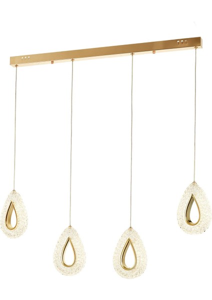 Dali 4'Lü Ledli Dim Kumandalı Modern Yemek Masası Üstü Avize (3 Renk Led; Sarı-Beyaz-Gün ışığı)-GOLD modelleri
