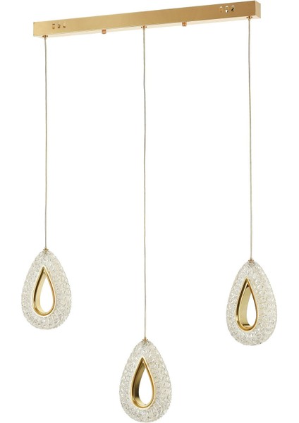 Dali 3'Lü Ledli Dim Kumandalı Modern Yemek Masası Üstü Avize (3 Renk Led; Sarı-Beyaz-Gün ışığı)-GOLD fiyatları