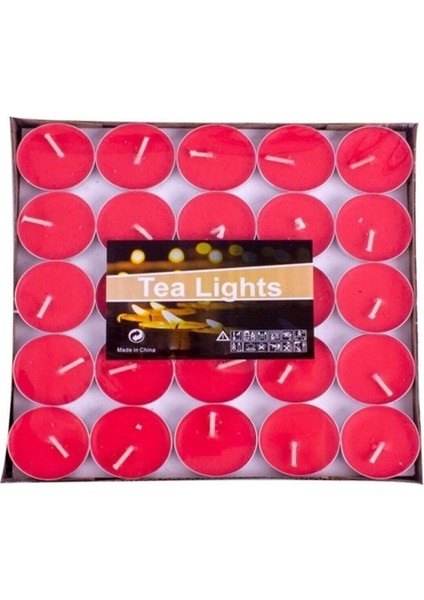 Kırmızı Yuvarlak Tealight Mum 100 Adet, Sıcak ve Şık Atmosferler Için
