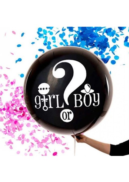 Pembe Kız Cinsiyet Belirleme Balonu, 60 Cm, Konfeti ile Şık ve Eğlenceli Parti Süsü