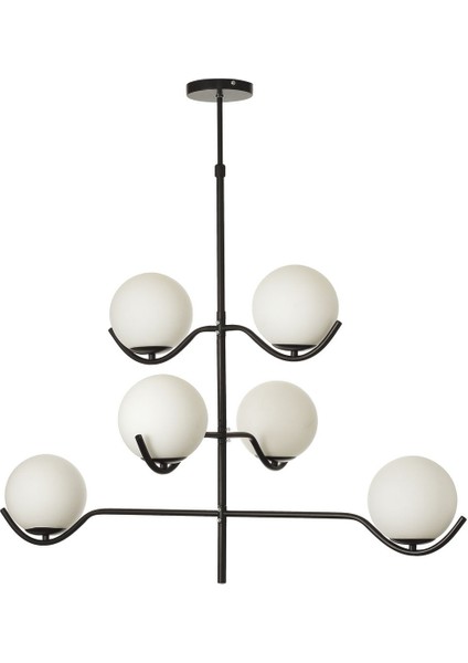 Ranya 6 lı Beyaz Camlı Salon Oturma Odası Modern Kollu Avize - (Siyah) fiyatları