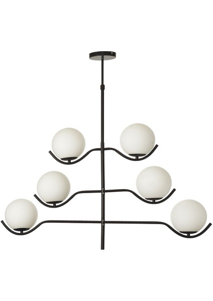 Ranya 6 lı Beyaz Camlı Salon Oturma Odası Modern Kollu Avize - (Siyah) modelleri