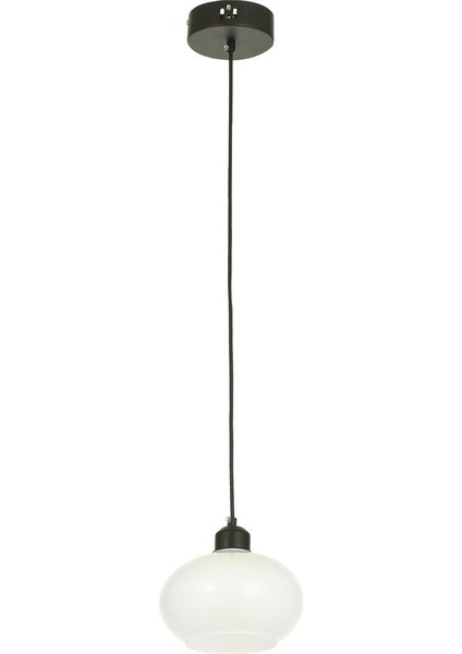 Vanna Tekli Beyaz Camlı Salon Oturma Odası Modern Avize - (Siyah)